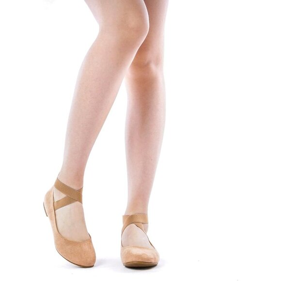 Dream Pairs Women Nude Faux Suede Flats Comfortable Elastic Ankle Straps Shoes - Picture 7 of 7